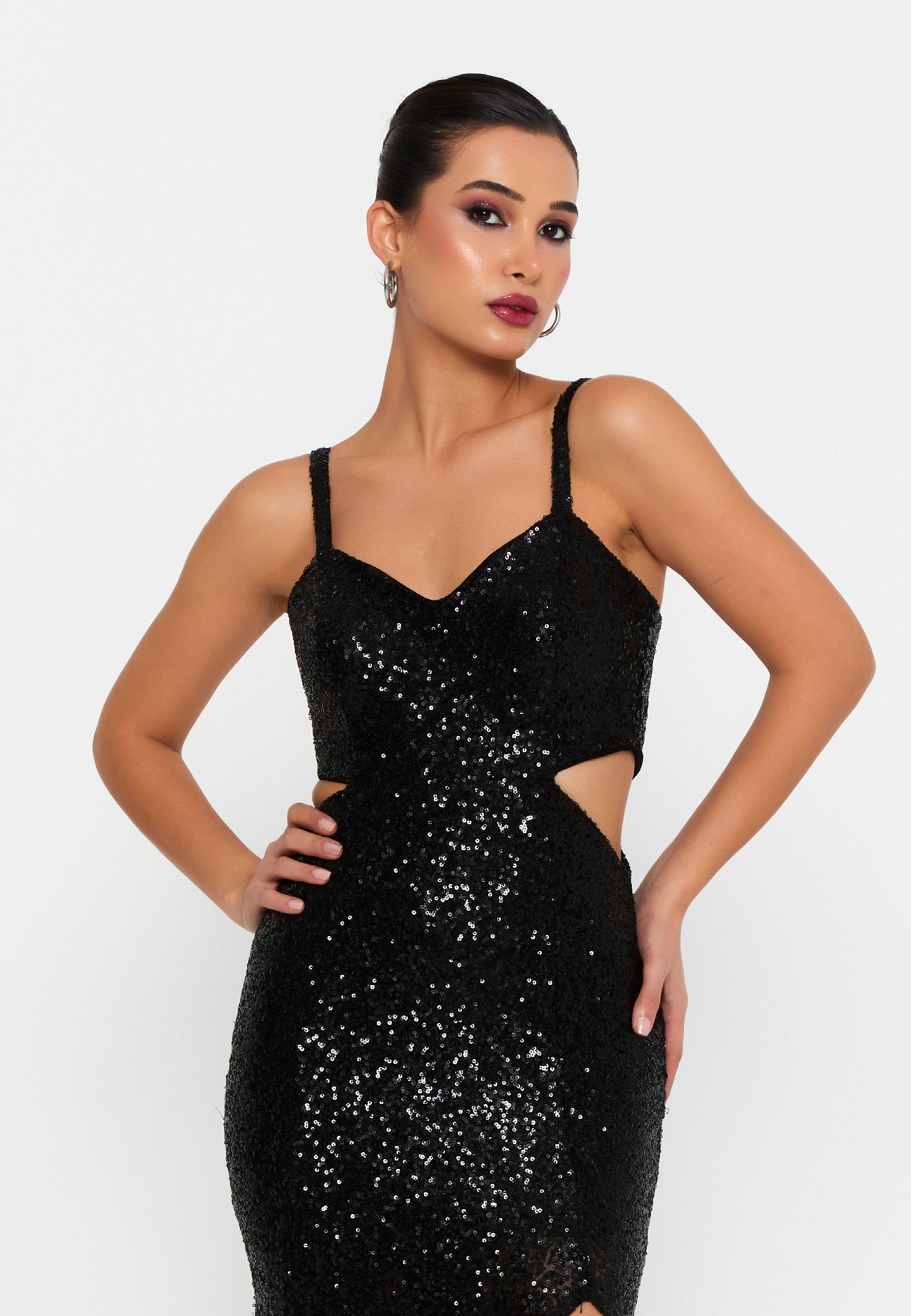 Sleeveless Maxi Sequin Mermaid Regular Wedding Guest Dress Black - Unit Price: 75$