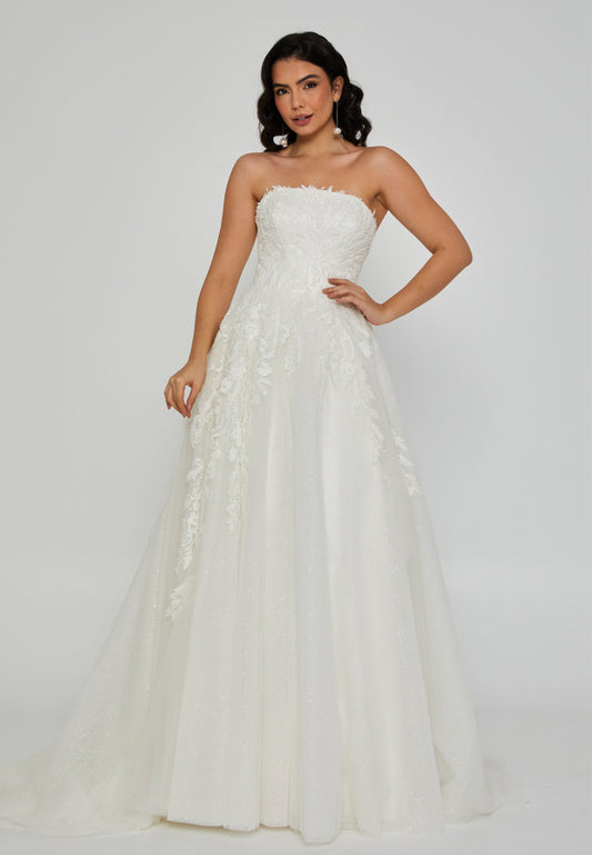 Strapless Maxi Tulle Regular Wedding Dress Ecru - Unit Price: 580$