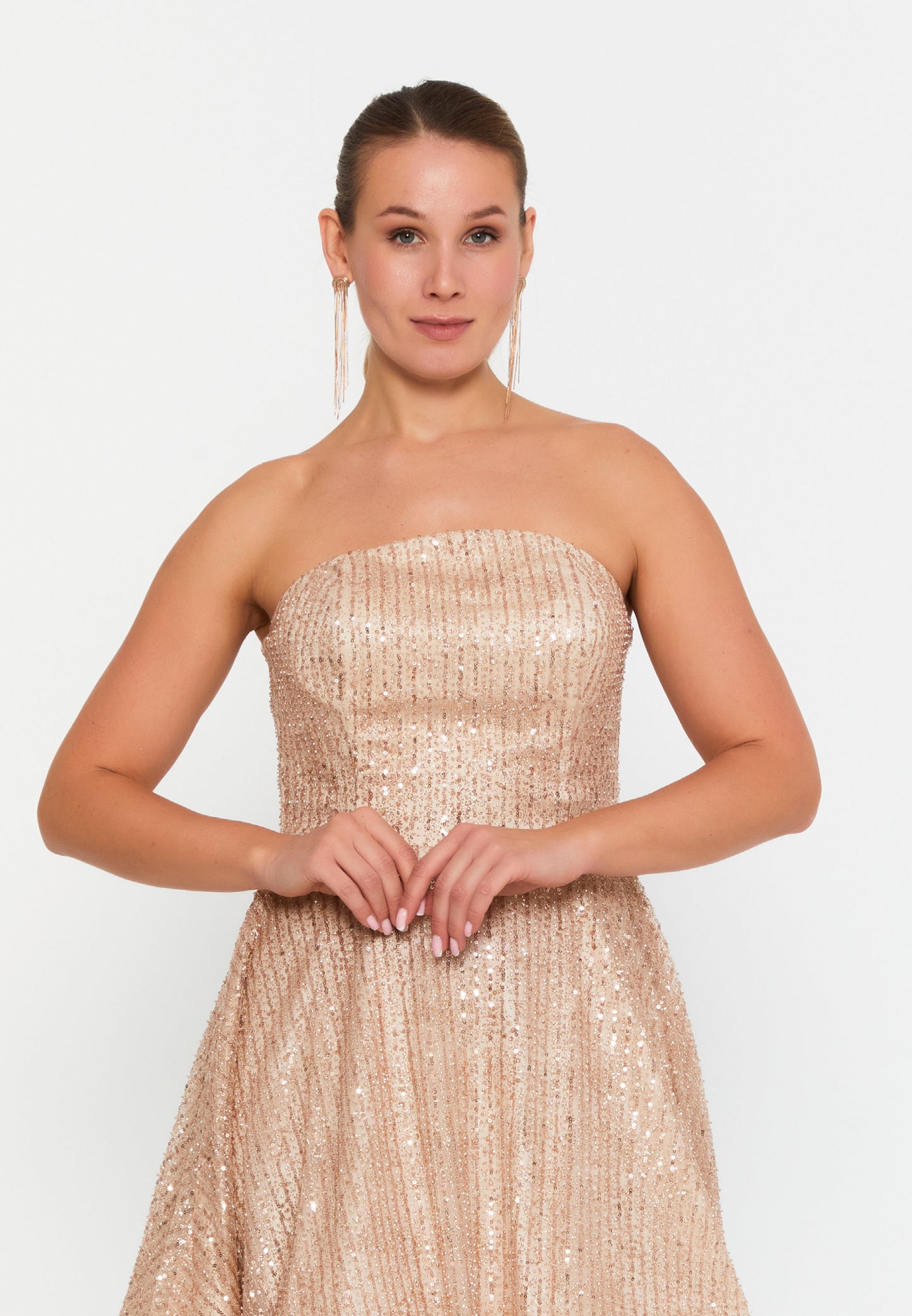 Strapless Mini Tulle A - Line Plus Size Cocktail Dress Gold - Unit Price: 107$