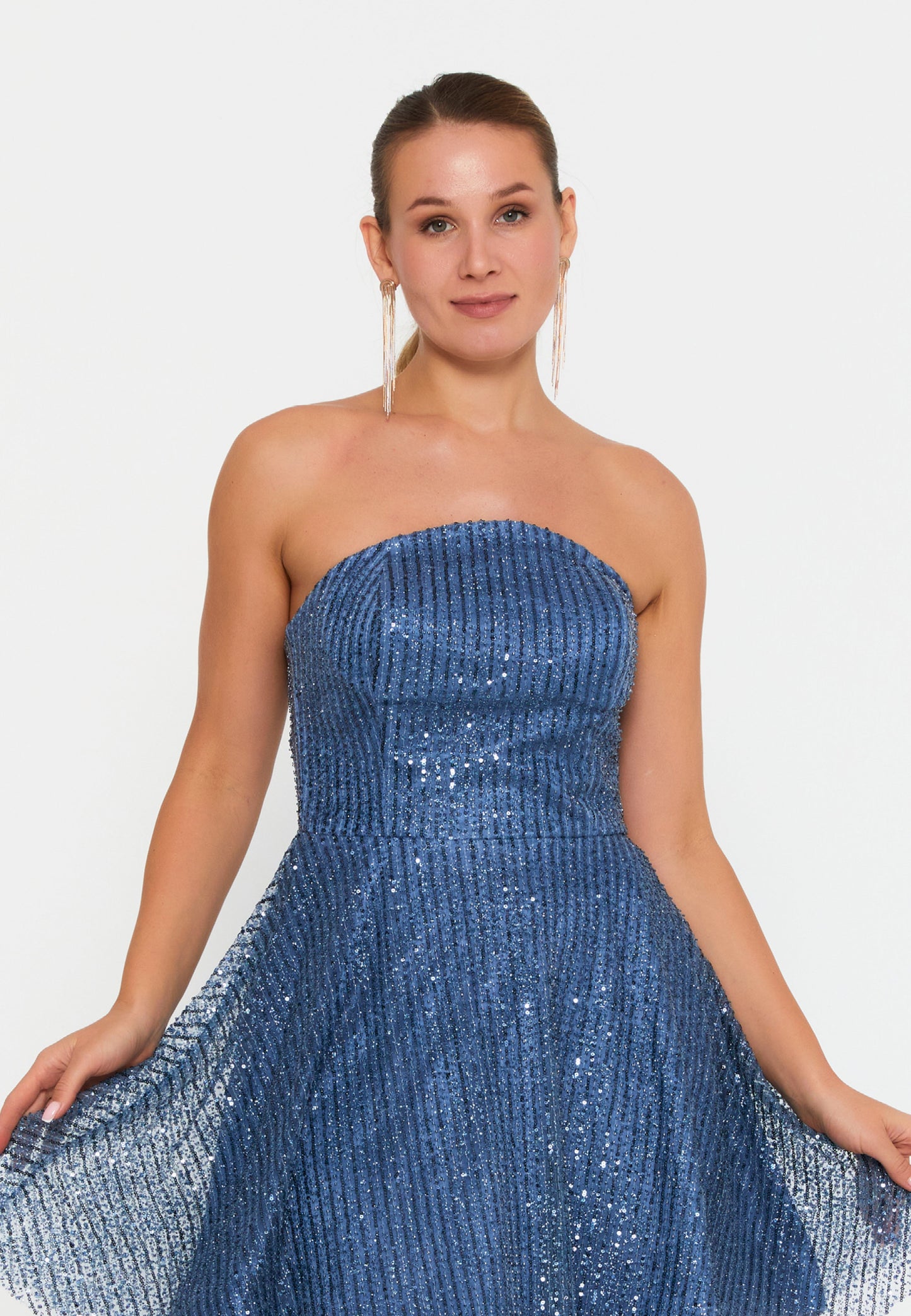 Strapless Mini Tulle A - Line Plus Size Cocktail Dress Indigo - Unit Price: 105$