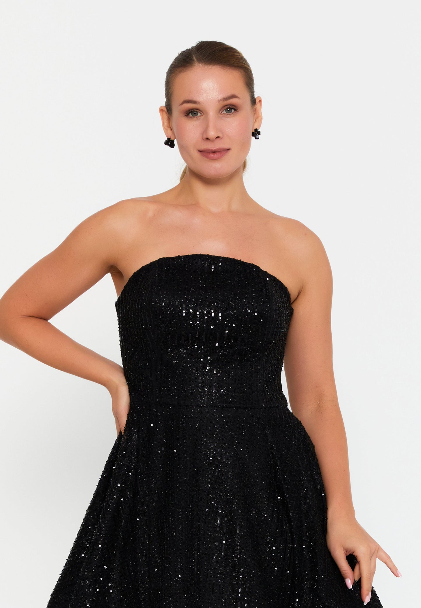 Strapless Mini Tulle A - Line Plus Size Cocktail Dress Black - Unit Price: 107$