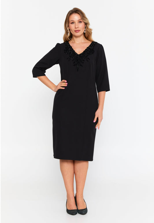 Mid-Length Midi Viscose Column Plus Size Evening Dress Black - Unit Price: 112$