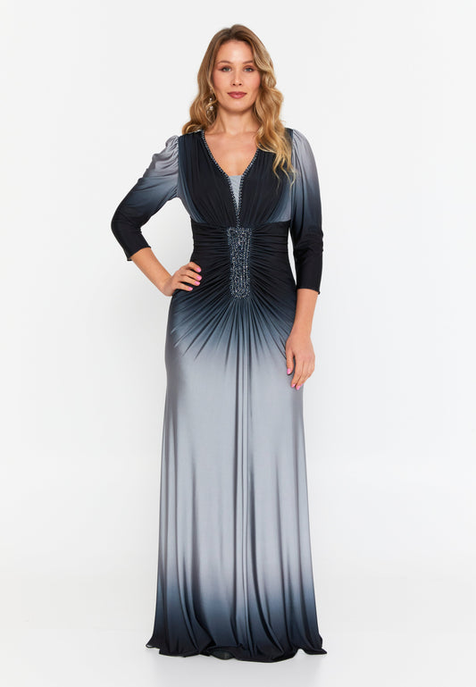 Mid-Length Maxi Lycra Mermaid Plus Size Wedding Guest Dress Grey-Black - Unit Price: 120$