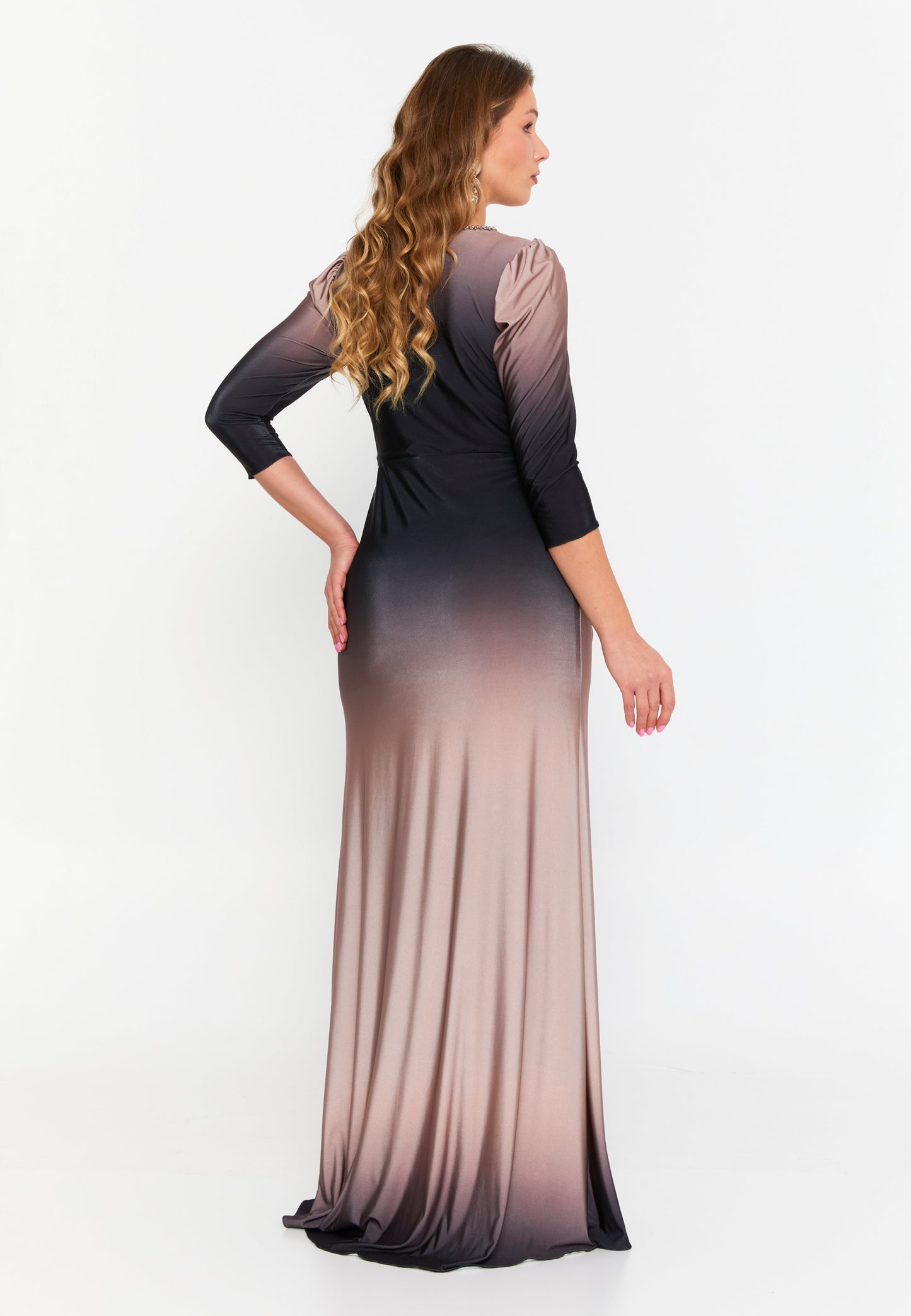 Mid-Length Maxi Lycra Mermaid Plus Size Wedding Guest Dress Mink-Black - Unit Price: 120$