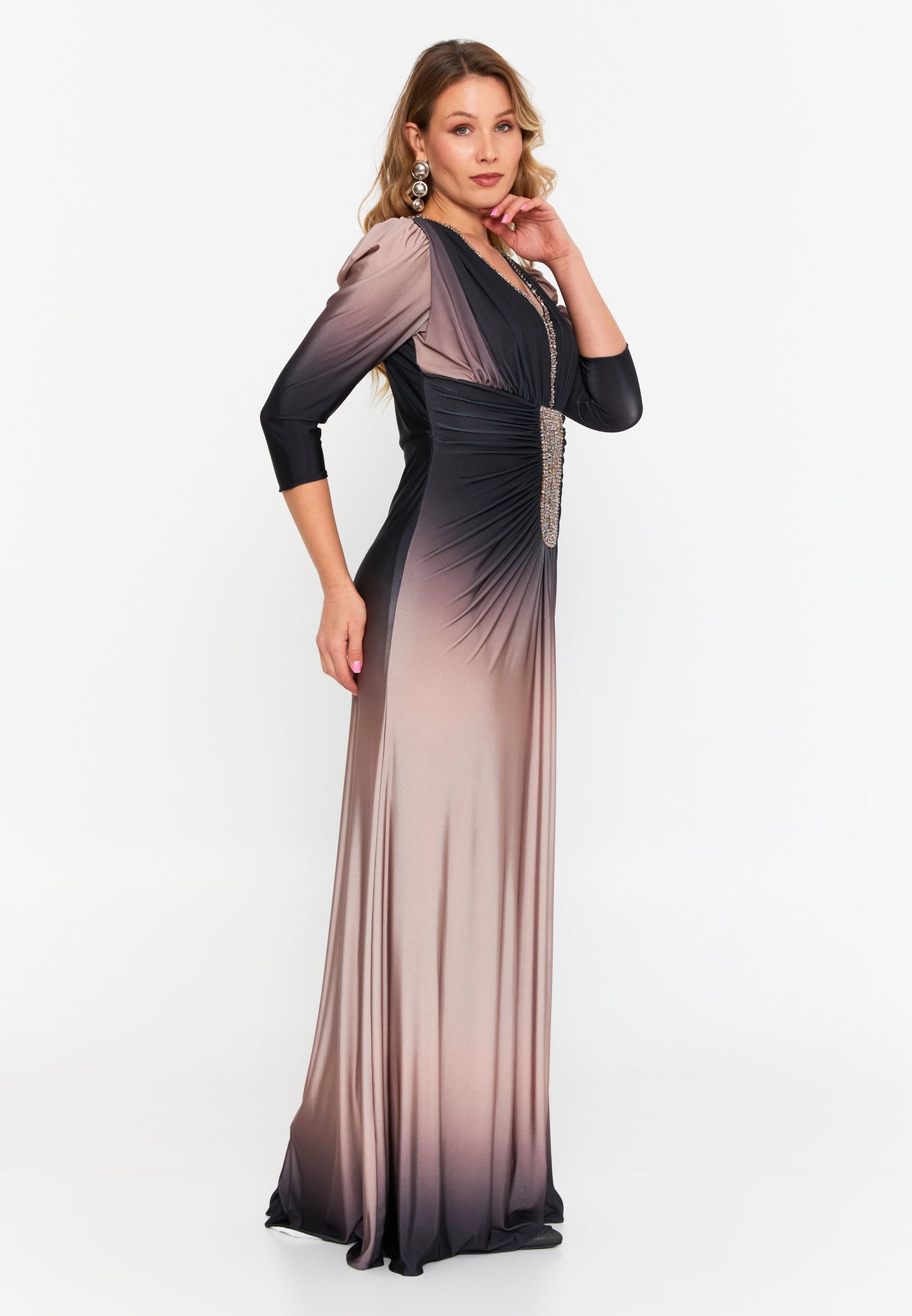 Mid-Length Maxi Lycra Mermaid Plus Size Wedding Guest Dress Mink-Black - Unit Price: 120$