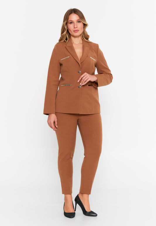 Long Sleeve Plus Size Suit Copper - Unit Price: 51$