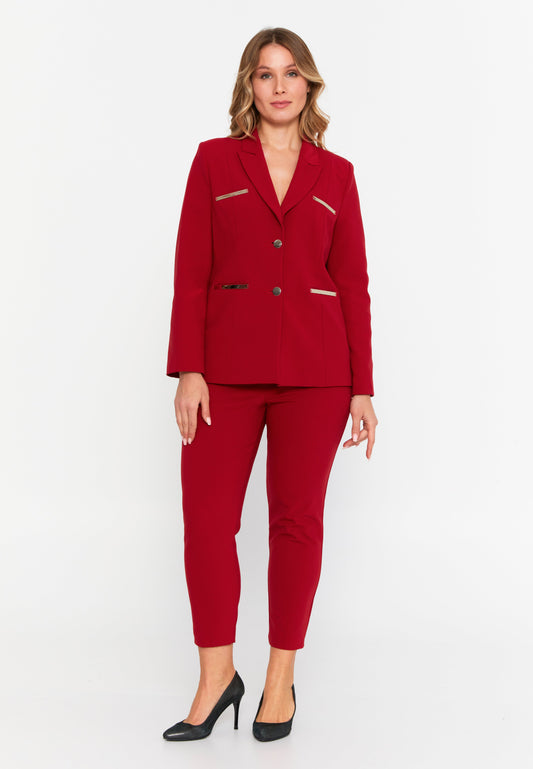 Long Sleeve Plus Size Suit Red - Unit Price: 51$