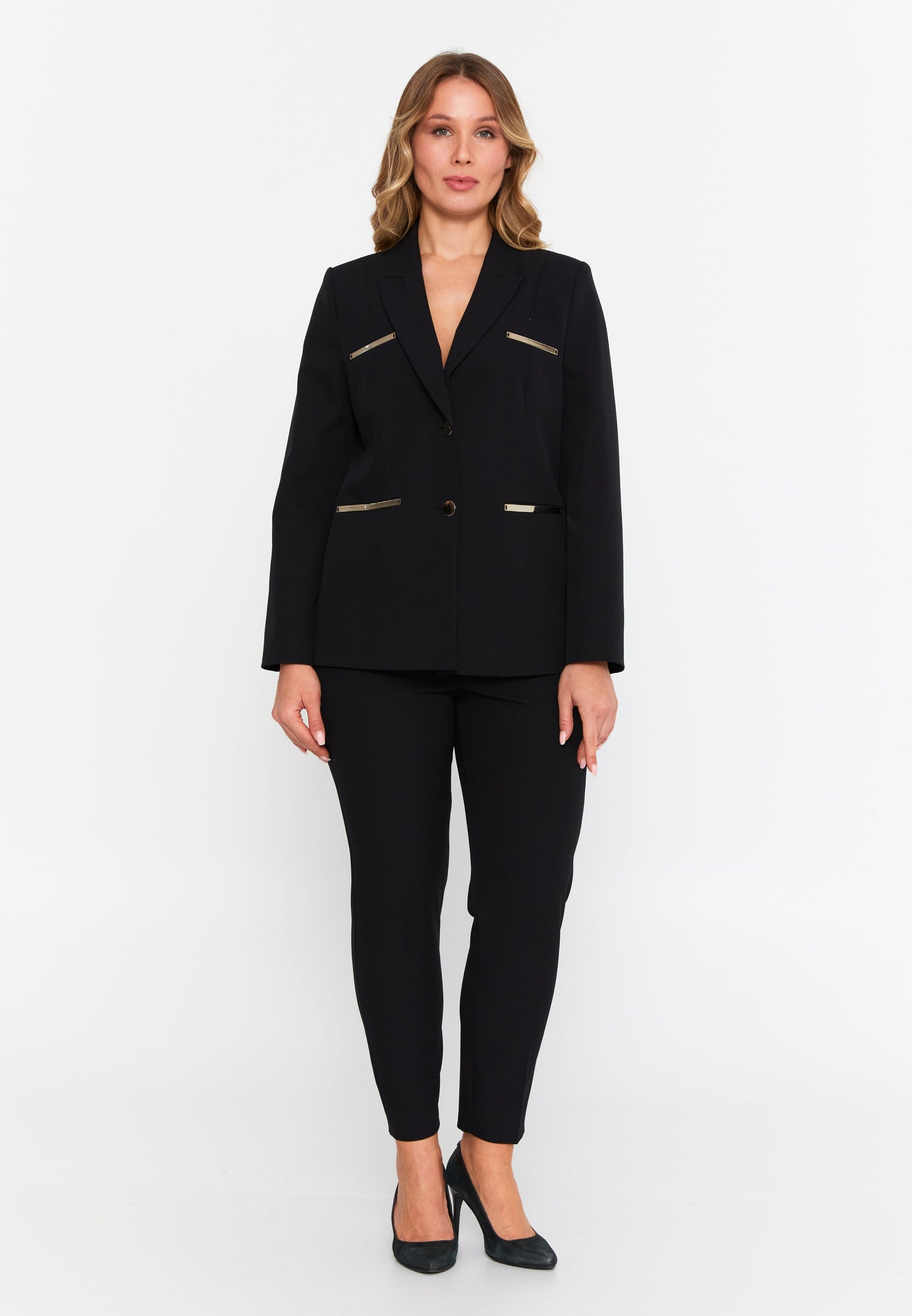 Long Sleeve Plus Size Suit Black - Unit Price: 51$