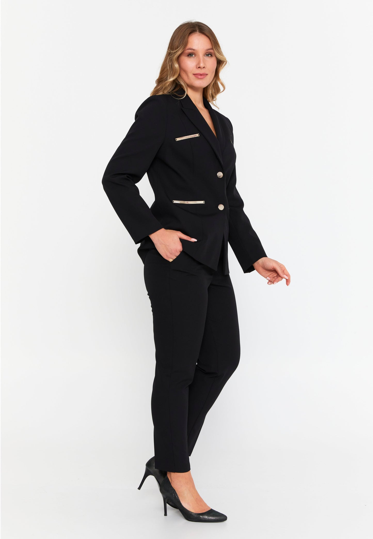 Long Sleeve Plus Size Suit Black - Unit Price: 51$