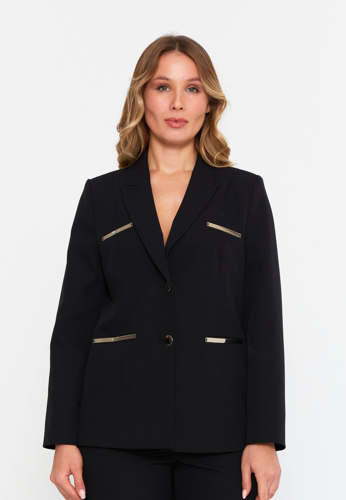 Long Sleeve Plus Size Suit Black - Unit Price: 51$