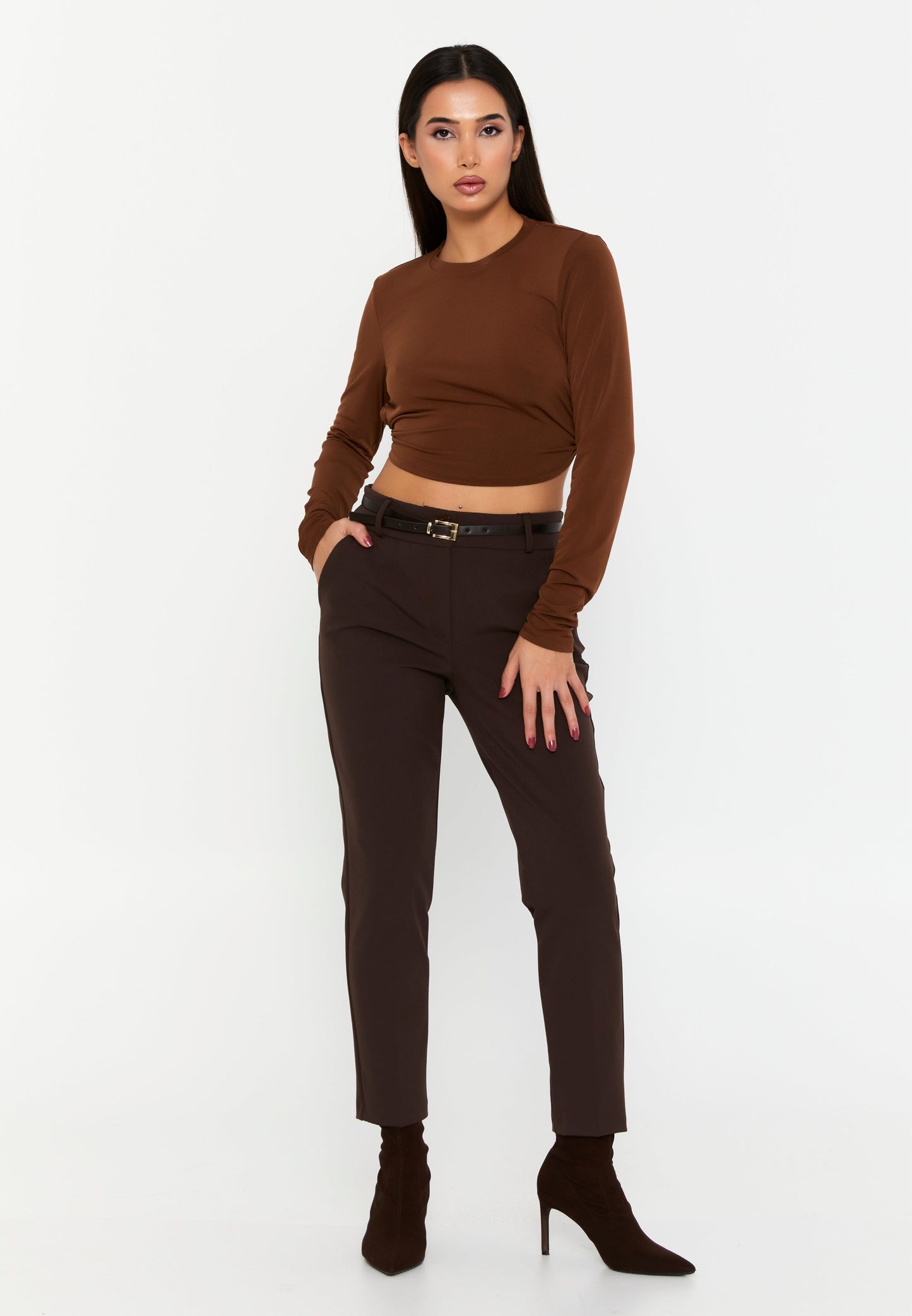 Regular Fit Regular Pants Brown - Unit Price: 20$