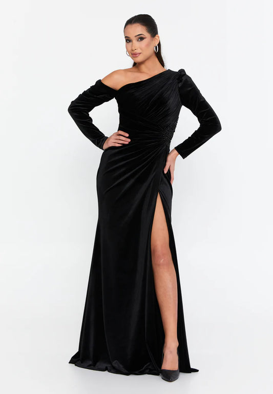 Long Sleeve Maxi Velvet Mermaid Regular Wedding Guest Dress Unit Price: $110.00