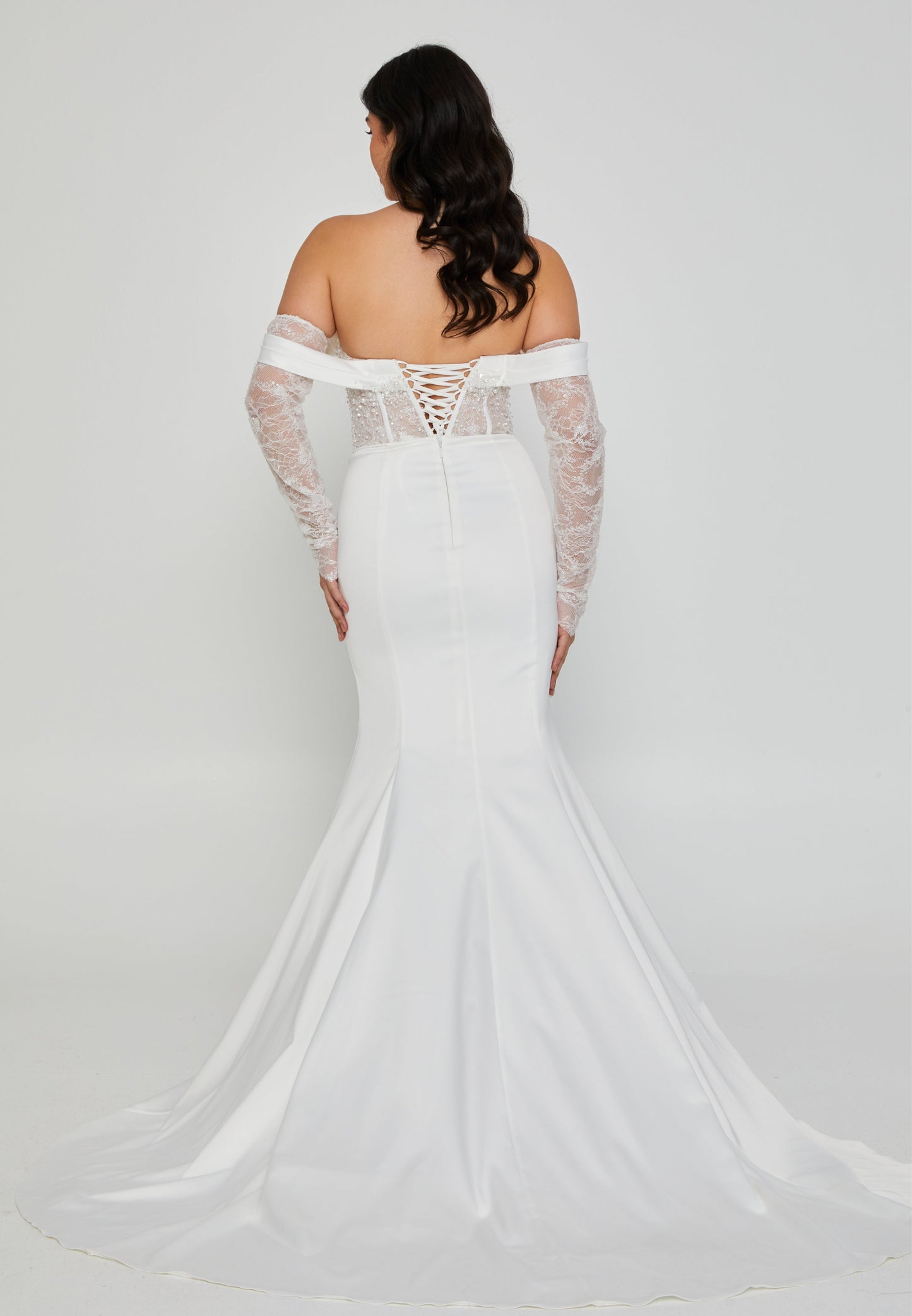 Off Shoulder Maxi Satin Regular Wedding Dress Off White - Unit Price: 600$