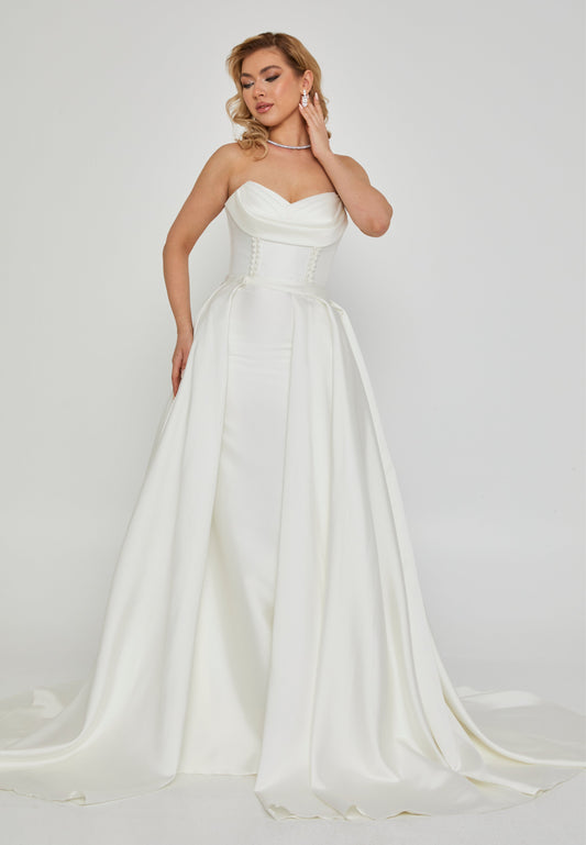 Strapless Maxi Satin Regular Wedding Dress Off White - Unit Price: 783$