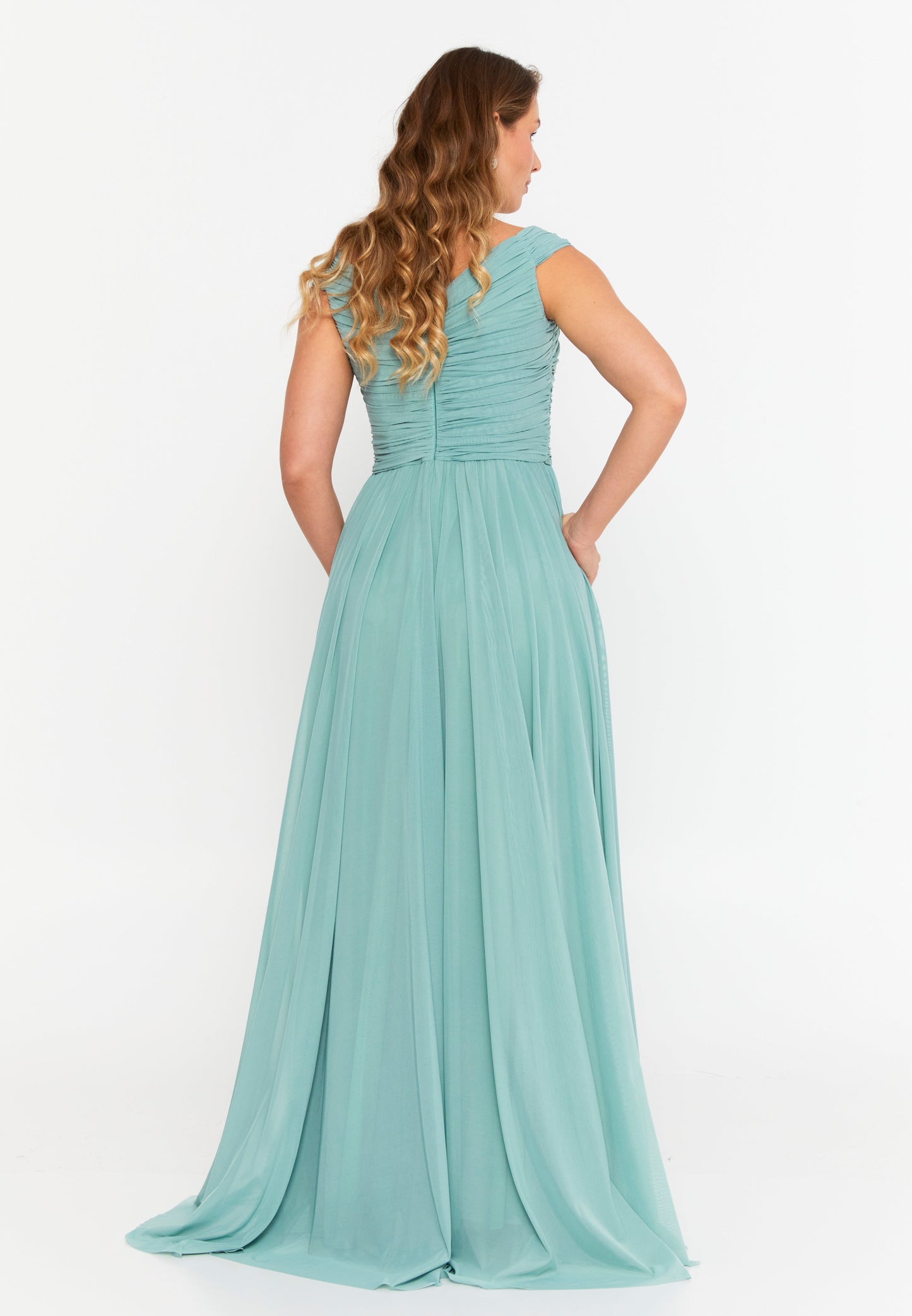 Sleeveless Maxi Lycra Column Plus Size Wedding Guest Dress Mint - Unit Price: 55$