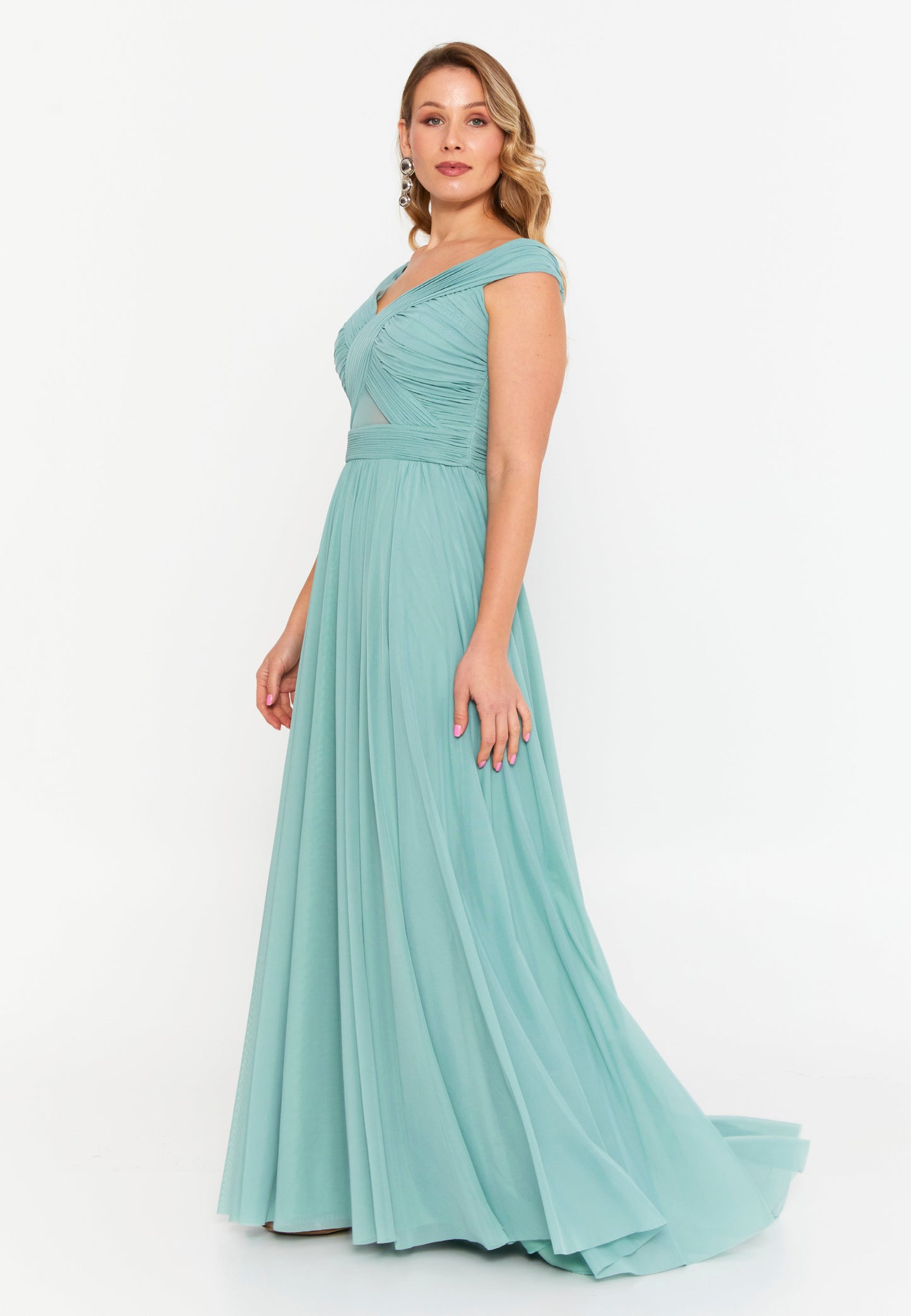 Sleeveless Maxi Lycra Column Plus Size Wedding Guest Dress Mint - Unit Price: 55$