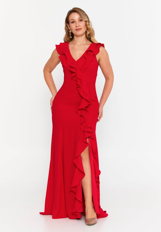 Sleeveless Maxi Viscose Mermaid Plus Size Wedding Guest Dress Red - Unit Price: 145$