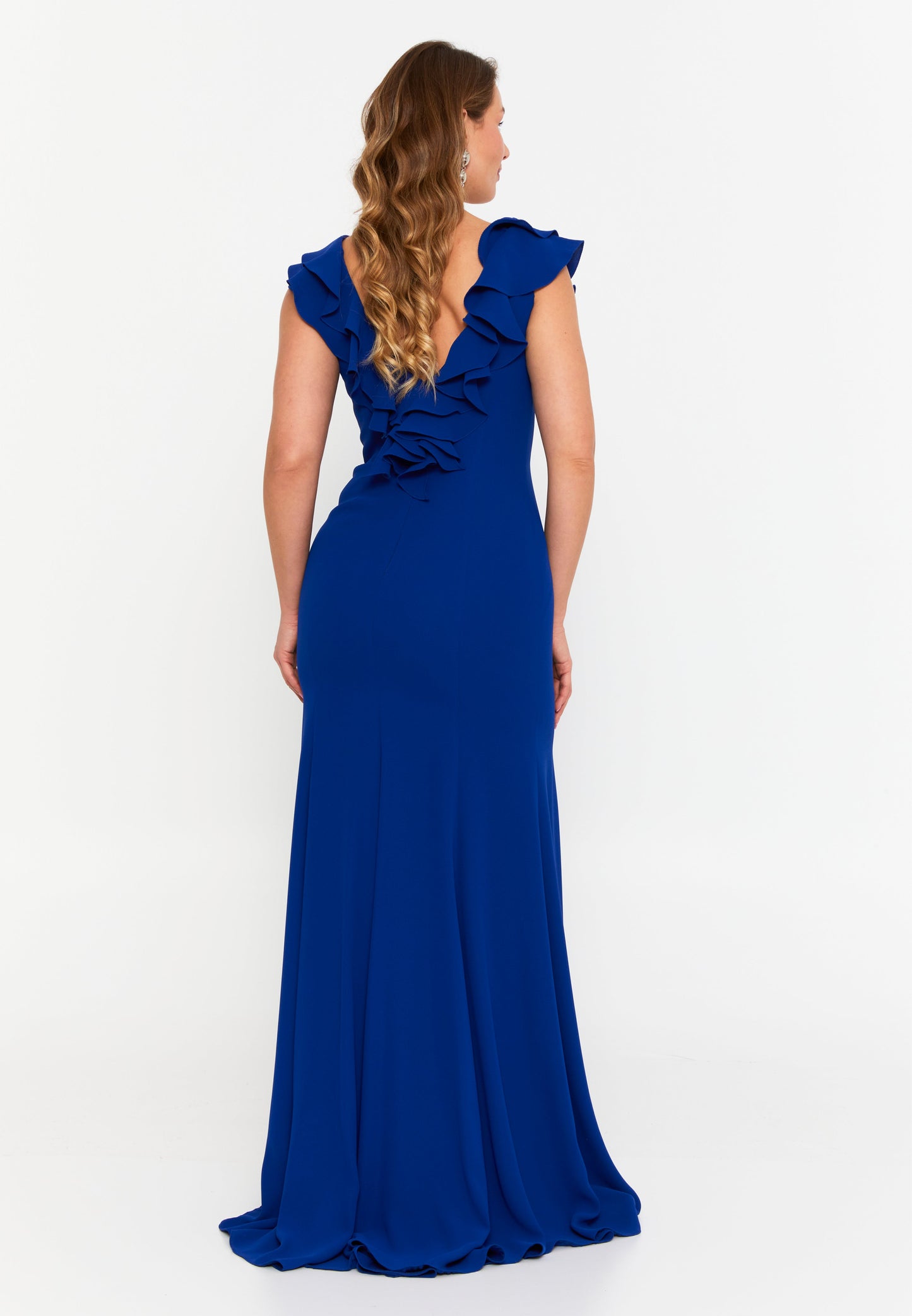 Sleeveless Maxi Viscose Mermaid Plus Size Wedding Guest Dress Saxe Blue - Unit Price: 145$