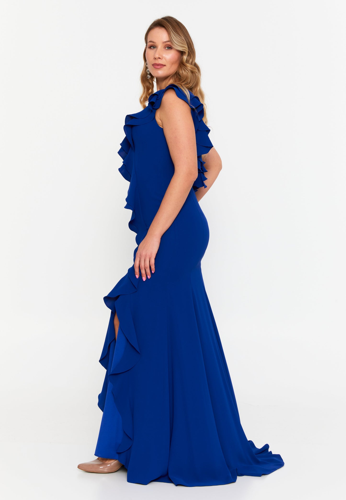 Sleeveless Maxi Viscose Mermaid Plus Size Wedding Guest Dress Saxe Blue - Unit Price: 145$