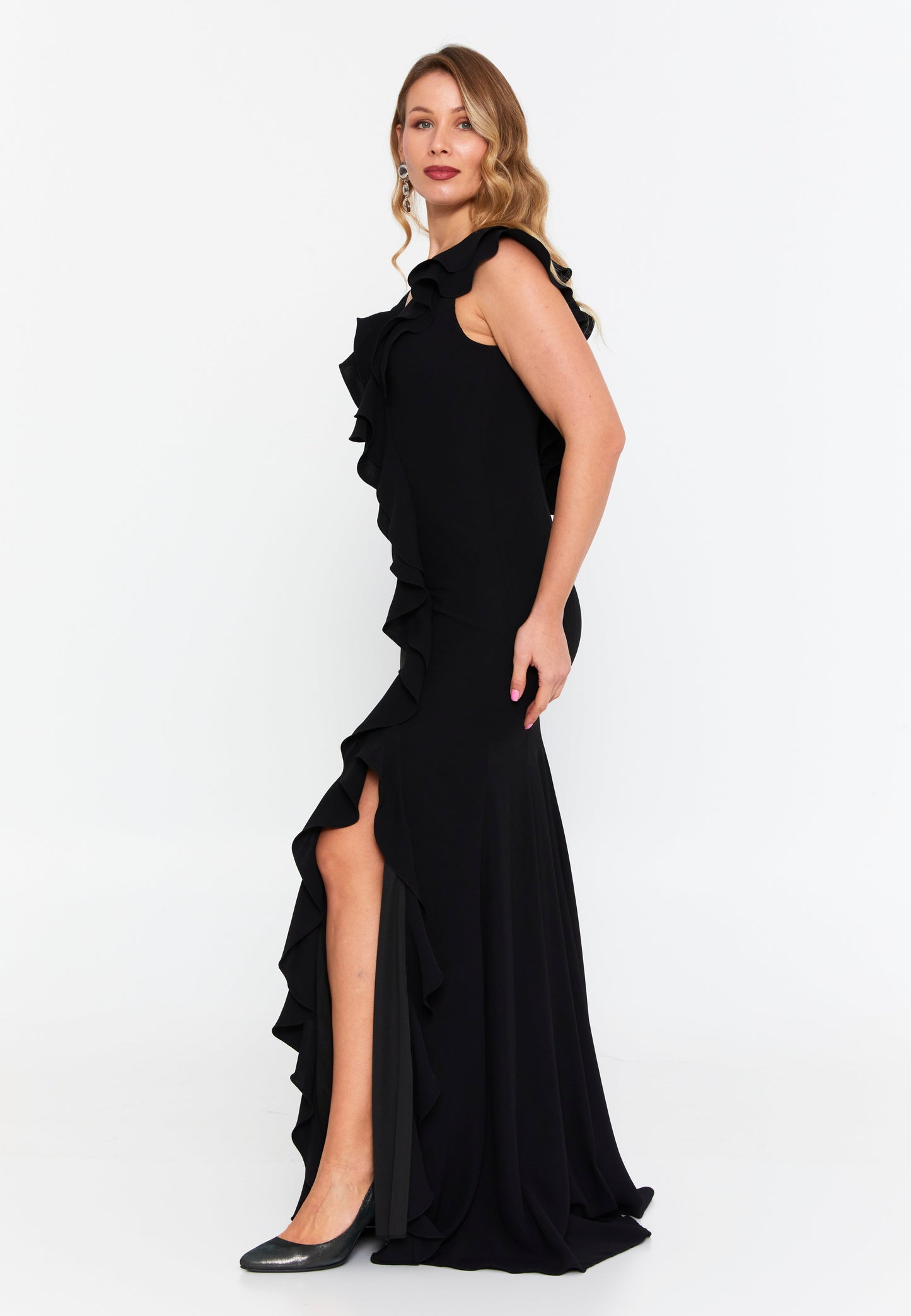 Sleeveless Maxi Viscose Mermaid Plus Size Wedding Guest Dress Black - Unit Price: 145$