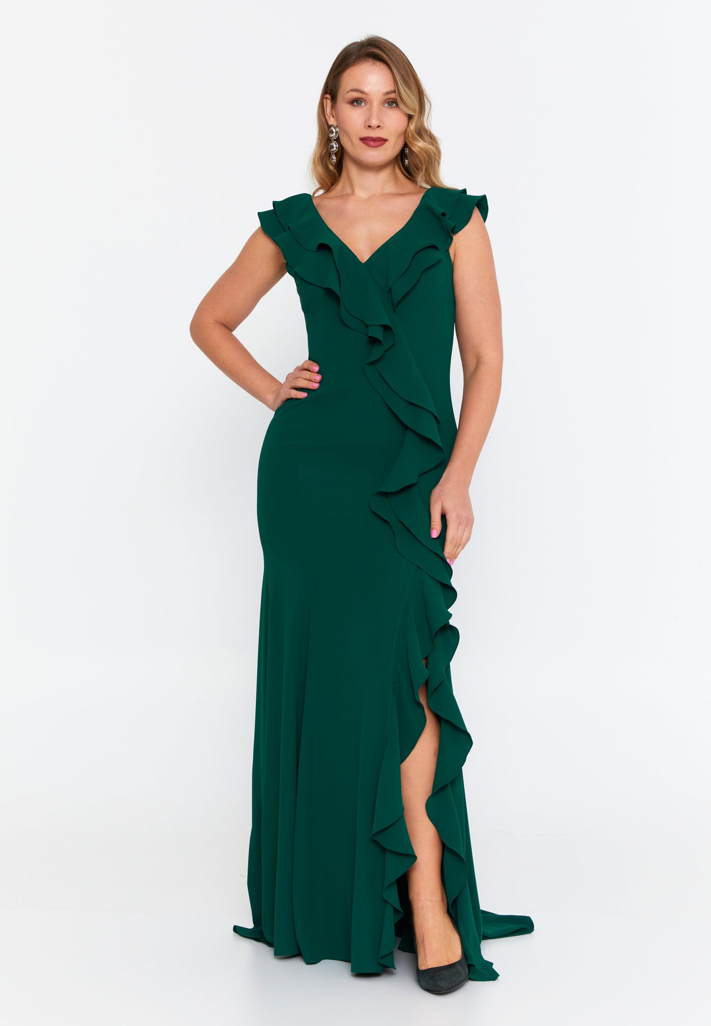 Sleeveless Maxi Viscose Mermaid Plus Size Wedding Guest Dress Green - Unit Price: 145$