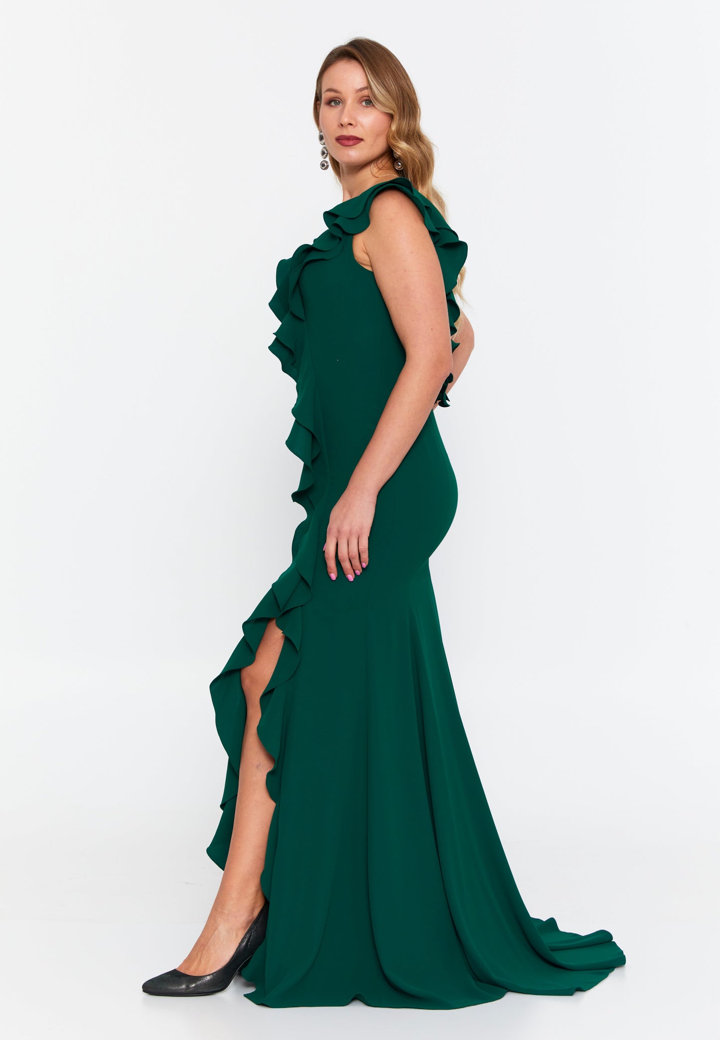 Sleeveless Maxi Viscose Mermaid Plus Size Wedding Guest Dress Green - Unit Price: 145$