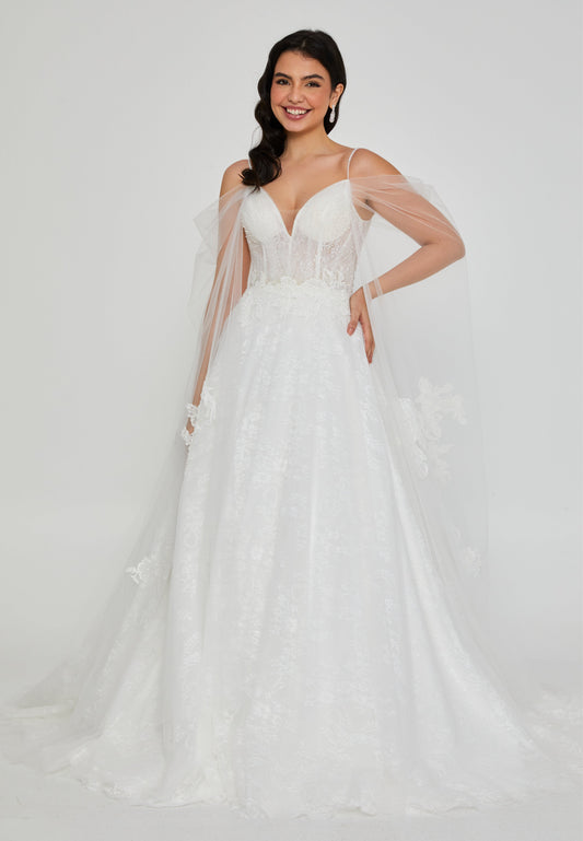 Sleeveless Maxi Tulle Regular Wedding Dress Off White - Unit Price: 695$