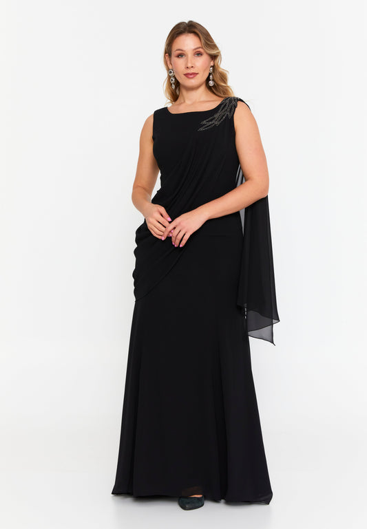 Sleeveless Maxi Viscose Column Plus Size Wedding Guest Dress Black - Unit Price: 125$