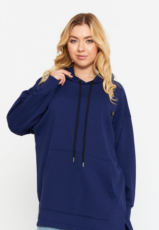 Long Sleeve Solid Color Regular Sweatshirt Navy - Unit Price: 24$