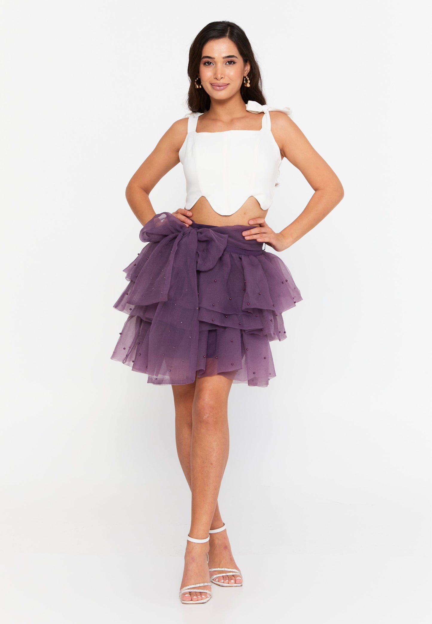 Mini Solid Color Regular Skirt Purple - Unit Price:18$