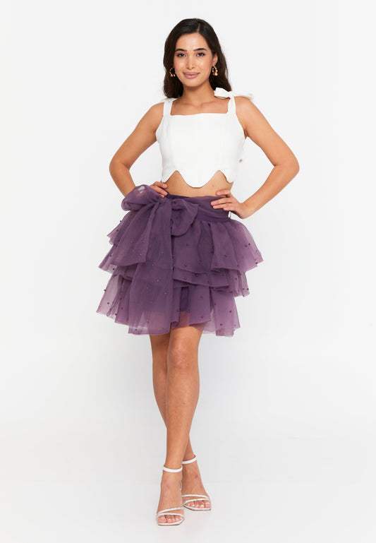 Mini Solid Color Regular Skirt Purple - Unit Price:18$