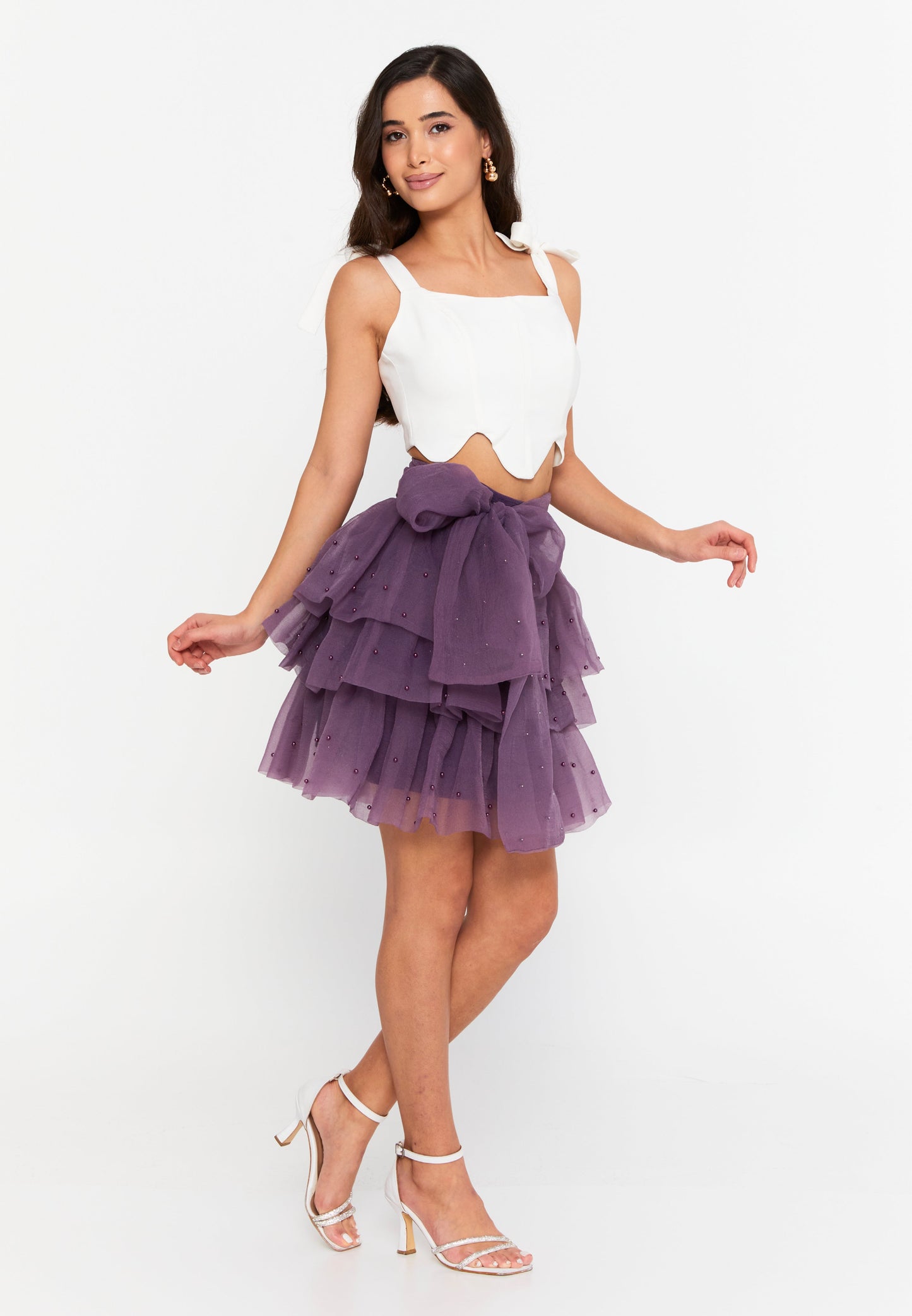 Mini Solid Color Regular Skirt Purple - Unit Price:18$