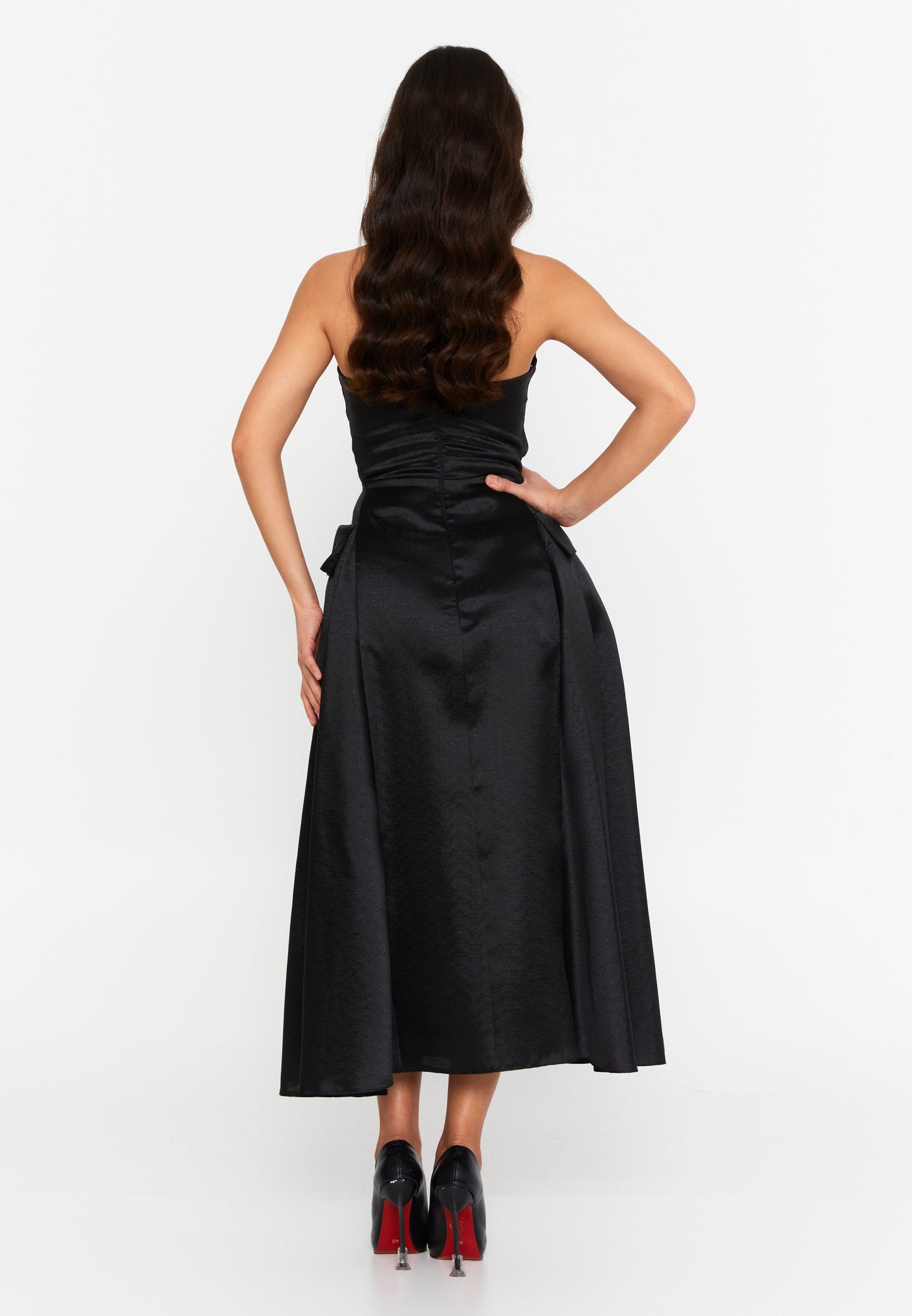 Strapless Midi Polyester Column Regular Cocktail Dress Black - Unit Price: 100$