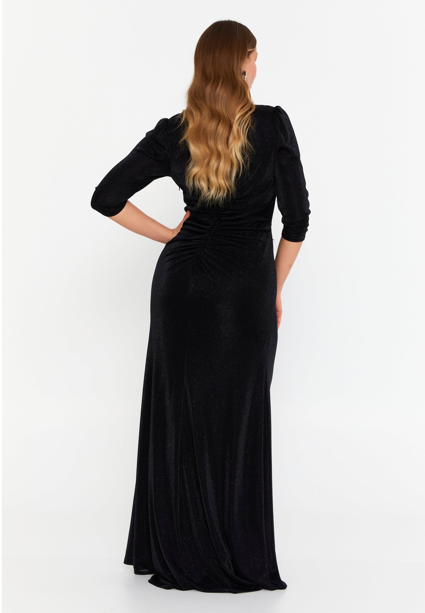 Mid-Length Maxi Lycra Bodycon Plus Size Wedding Guest Dress Black - Unit Price: 121$