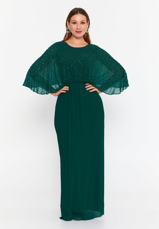 Mid-Length Maxi Chiffon Column Plus Size Evening Dress Emerald Green - Unit Price: 136$