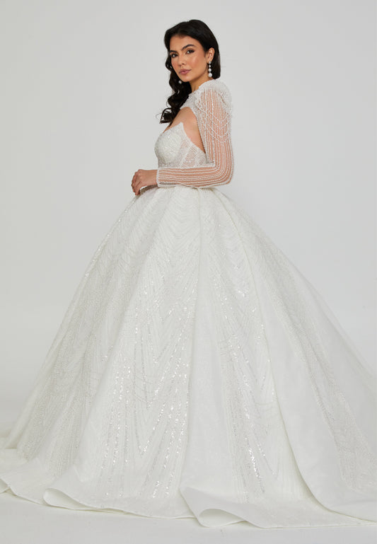 Strapless Maxi Tulle Regular Wedding Dress Off White - Unit Price: 920$