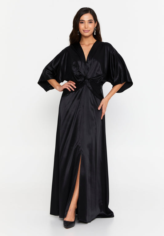 Mid-Length Maxi Satin Column Regular Evening Dress Black - Unit Price: 25$