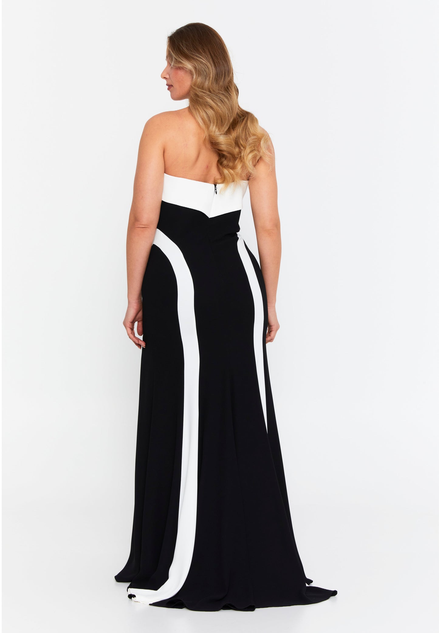 Strapless Maxi Viscose Mermaid Plus Size Wedding Guest Dress Black-White - Unit Price: 138$