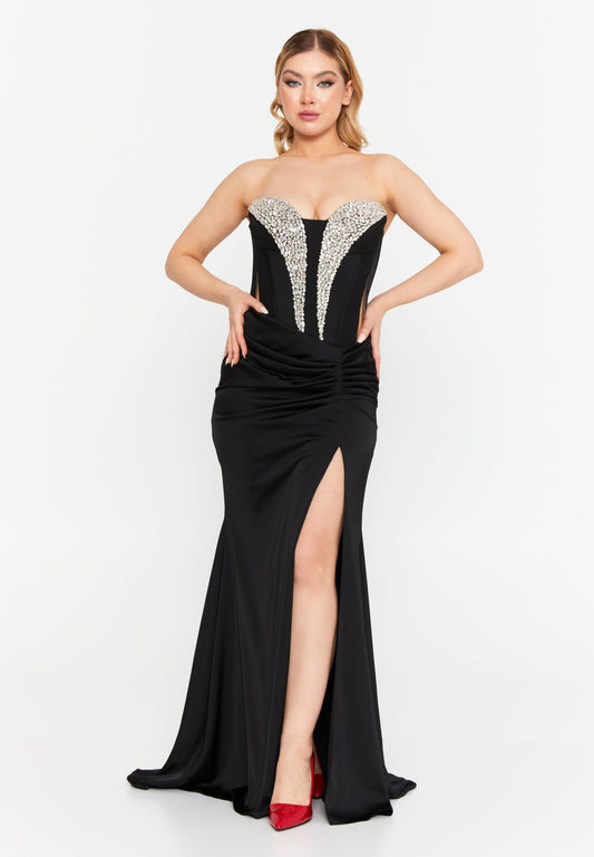 Strapless Maxi Viscose Mermaid Regular Wedding Guest Dress Black - Unit Price:110$