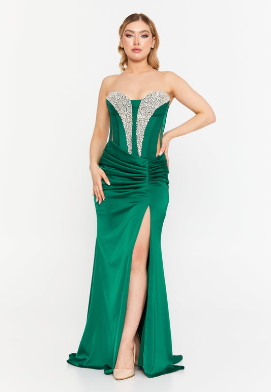 Strapless Maxi Viscose Mermaid Regular Wedding Guest Dress Emerald Green - Unit Price:110$