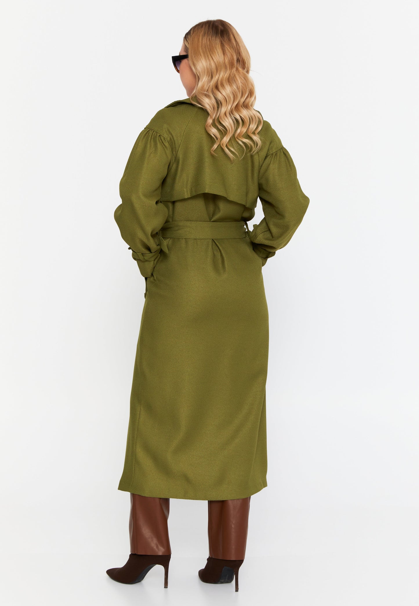 Long Sleeve Regular Trenchcoat Oil Green - Unit Price: 61$