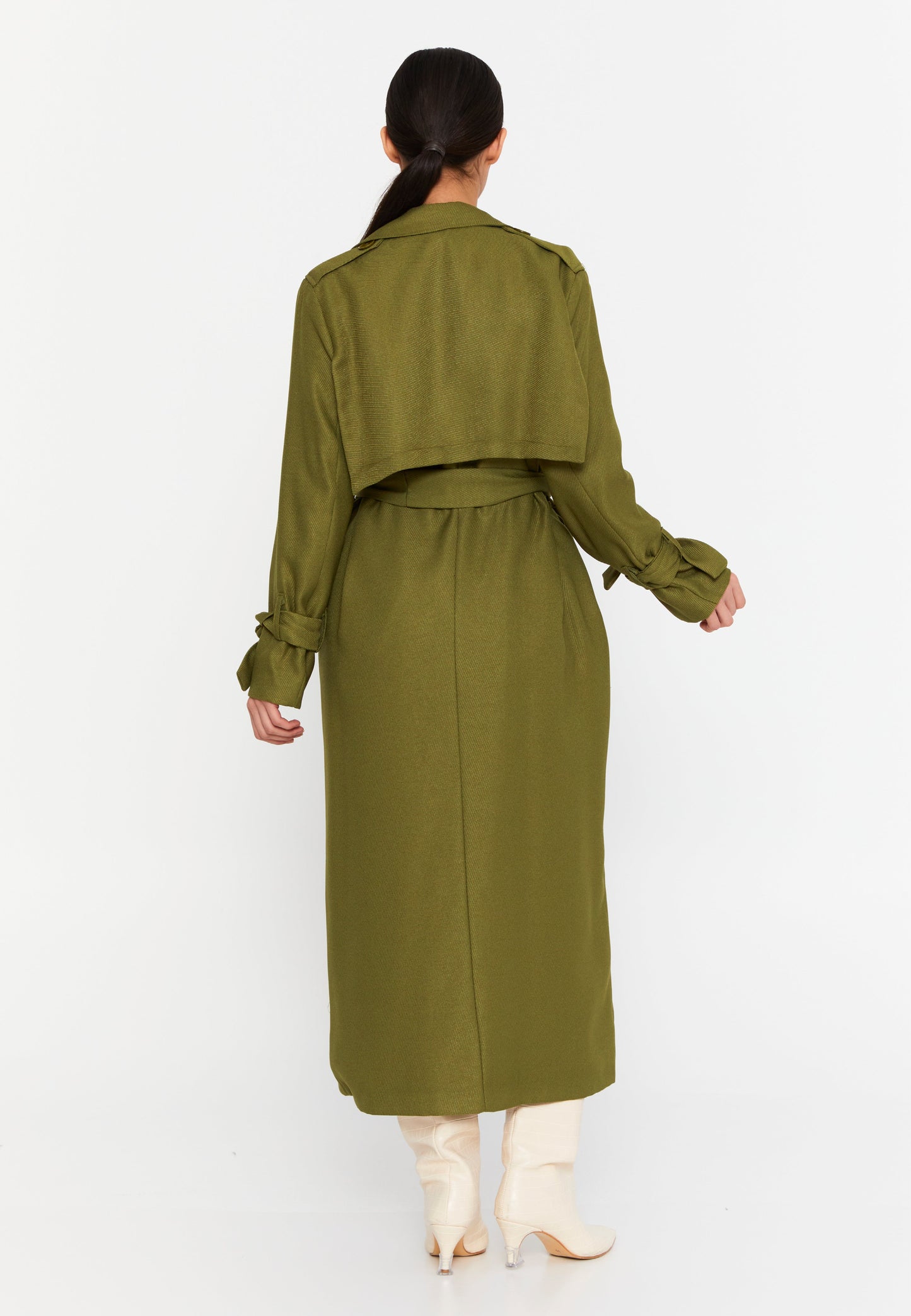 Long Sleeve Regular Trenchcoat Oil Green - Unit Price: 61$