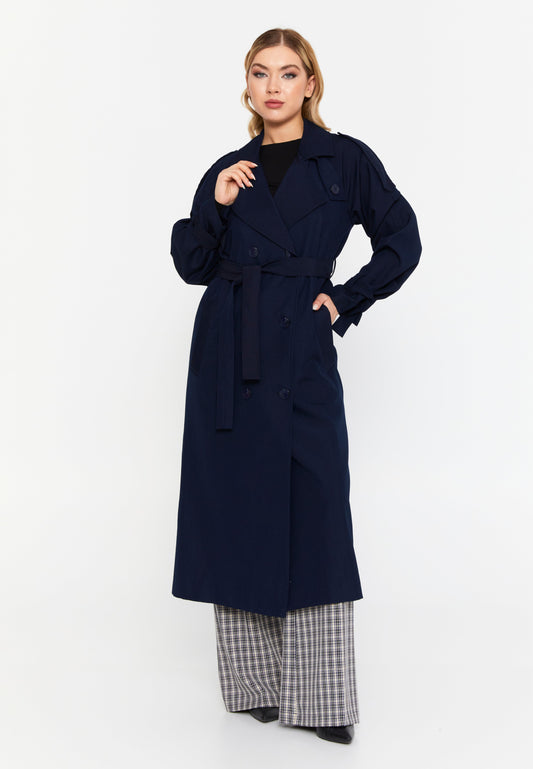 Long Sleeve Regular Trenchcoat Navy - Unit Price:85$