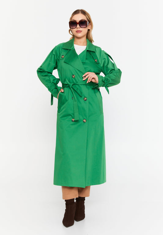 Long Sleeve Regular Trenchcoat Green - Unit Price:64$