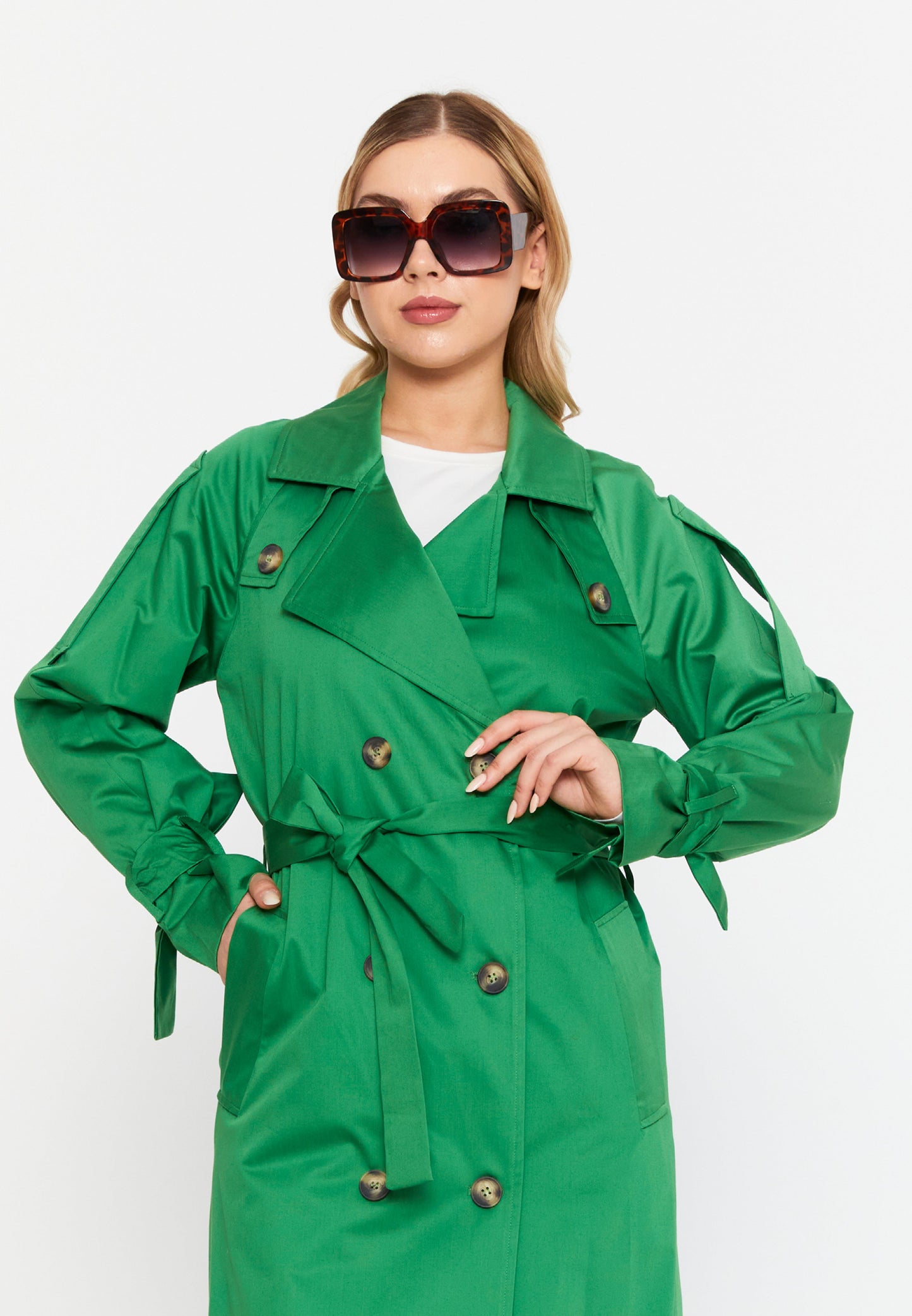 Long Sleeve Regular Trenchcoat Green - Unit Price:64$