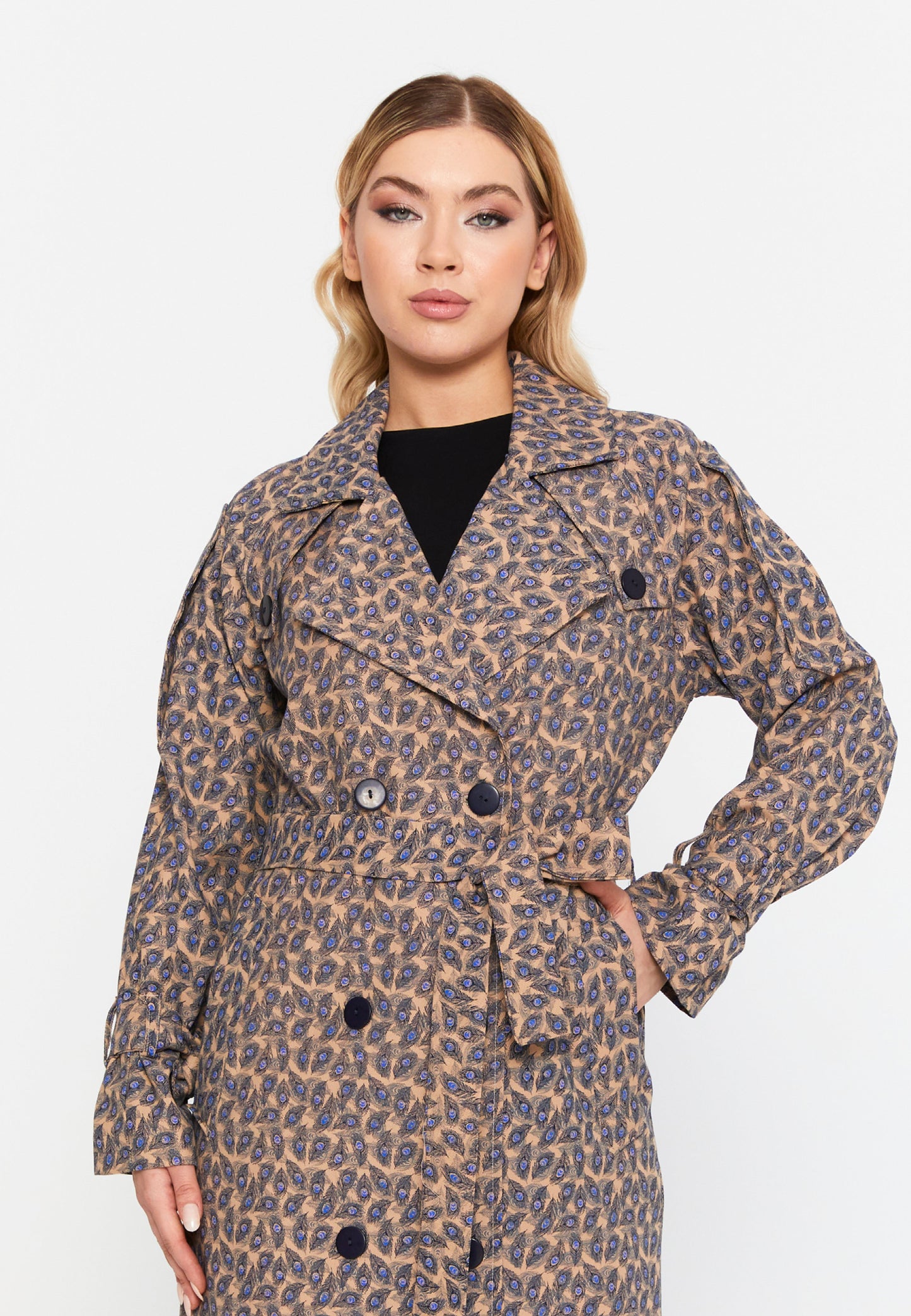 Long Sleeve Regular Trenchcoat Mink-Black - Unit Price:68$