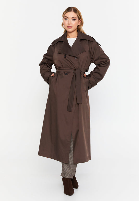 Long Sleeve Regular Trenchcoat Coffee - Unit Price: 71$