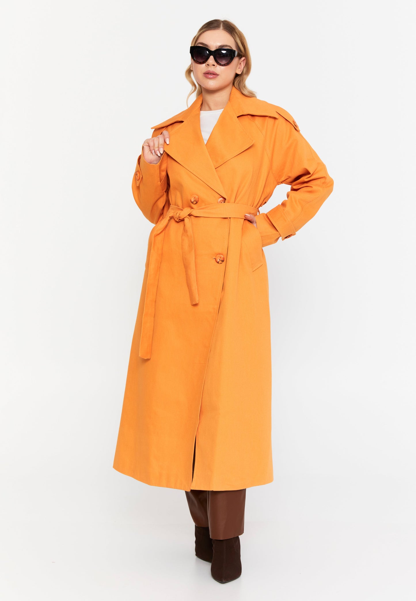 Long Sleeve Regular Trenchcoat Orange - Unit Price:71$