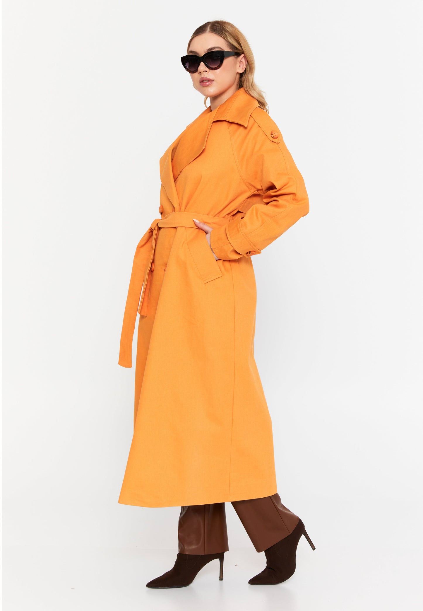 Long Sleeve Regular Trenchcoat Orange - Unit Price:71$