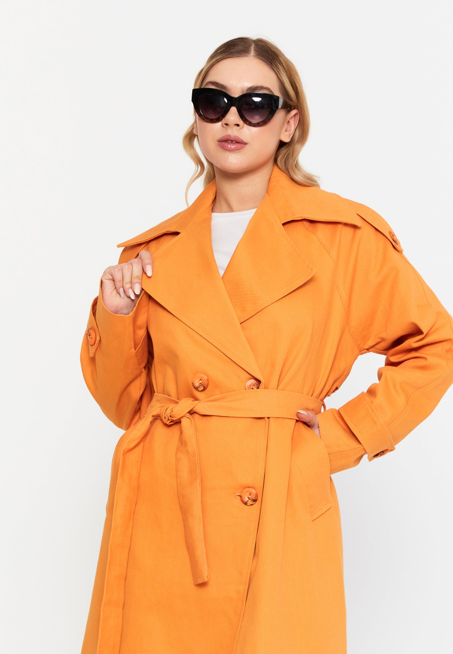 Long Sleeve Regular Trenchcoat Orange - Unit Price:71$